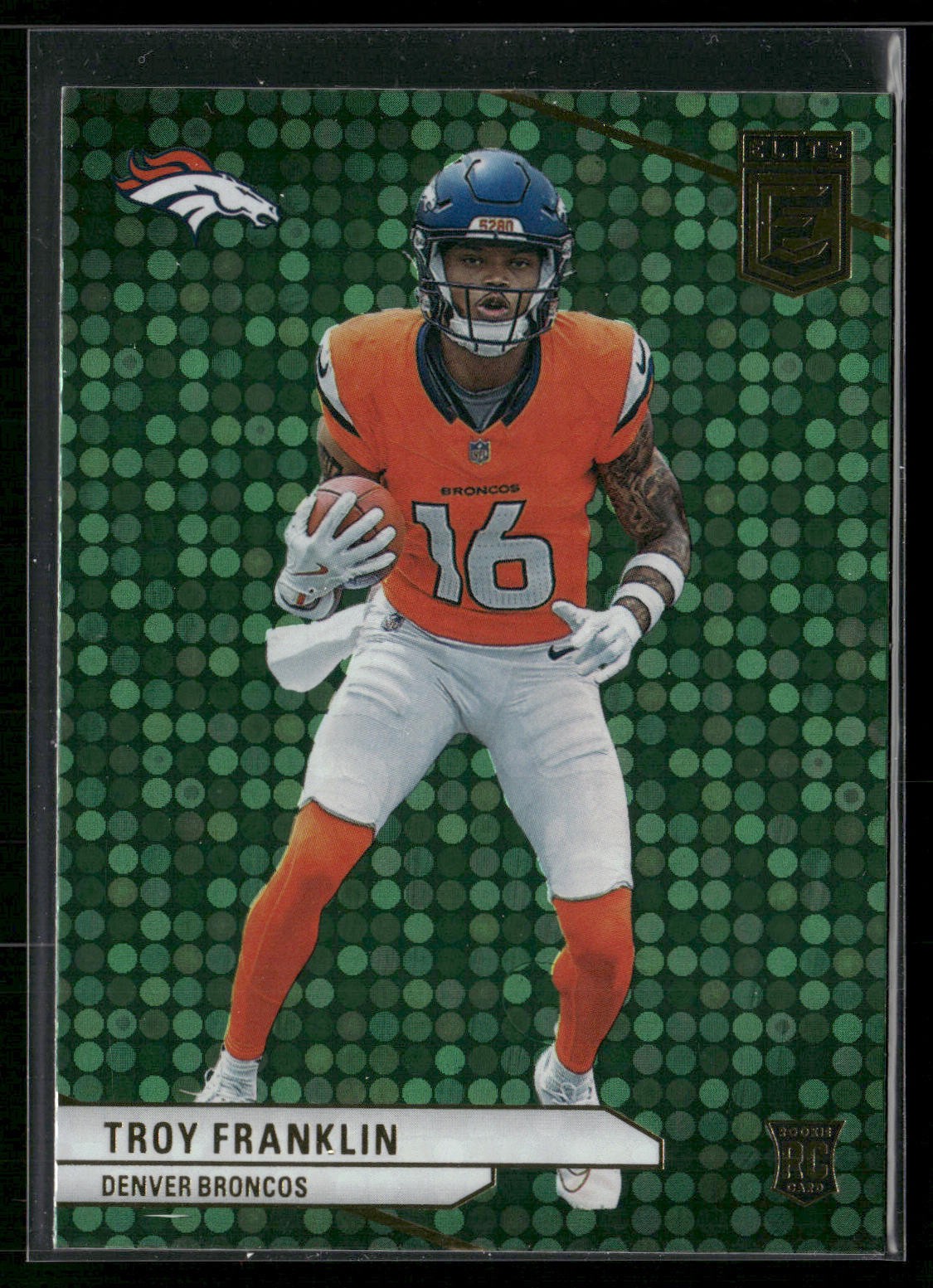 Troy Franklin 2024 Donruss Elite #116 Green Disco Rookie Denver Broncos
