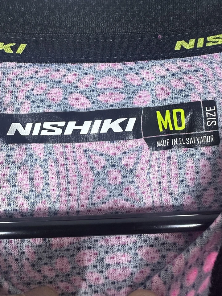 Camiseta deportiva de ciclismo Nishiki para mujer mediana rosa negra manga corta cremallera camisa de bicicleta nueva con etiquetas Foto 3 de 4