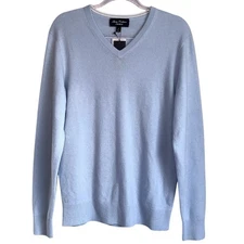 Daniel Cremieux Mens Size Medium Light Blue V-neck Cashmere Pullover NWT