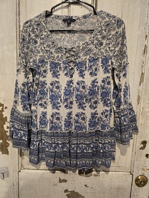 French Boho Style Ammerican Eagle Women's Peasant Blouse Size S