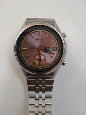 Seiko Speed Timer 7016-7000 Salmon Dial Rare 2-in-1 Chronograph Used