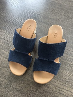 UGG Women s Eirene Espadrille Wedge Slide Sandal Navy Size 7