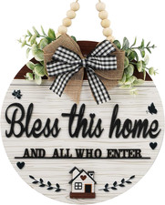 3D Bless This Home and All Who Enter Wooden Front Door Signs  Door Decorations Ha