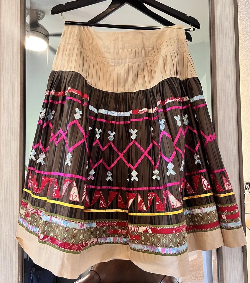 Эксклюзивная женская глобальная марокканская смешанная этническая полная юбка бохо Neiman Marcus 8 - Изображение 4 из 4