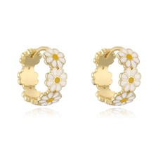 Cute Daisy Flower Hoop Earrings for Women Dainty Yellow Small, White,