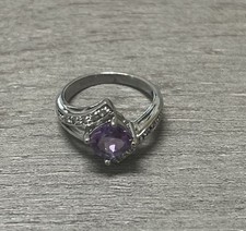.925 Sterling Silver Purple amethyst Stone Cz Ring Sz7 4G New