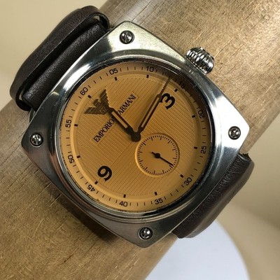 Emporio Armani Men AR-5901 Sub Dial Leather Quartz 42mm Watch 7 1/2''