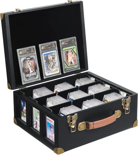 Scale Card Box Graded Card Storage Box with Display Window, Wood Card Case for 140 ...