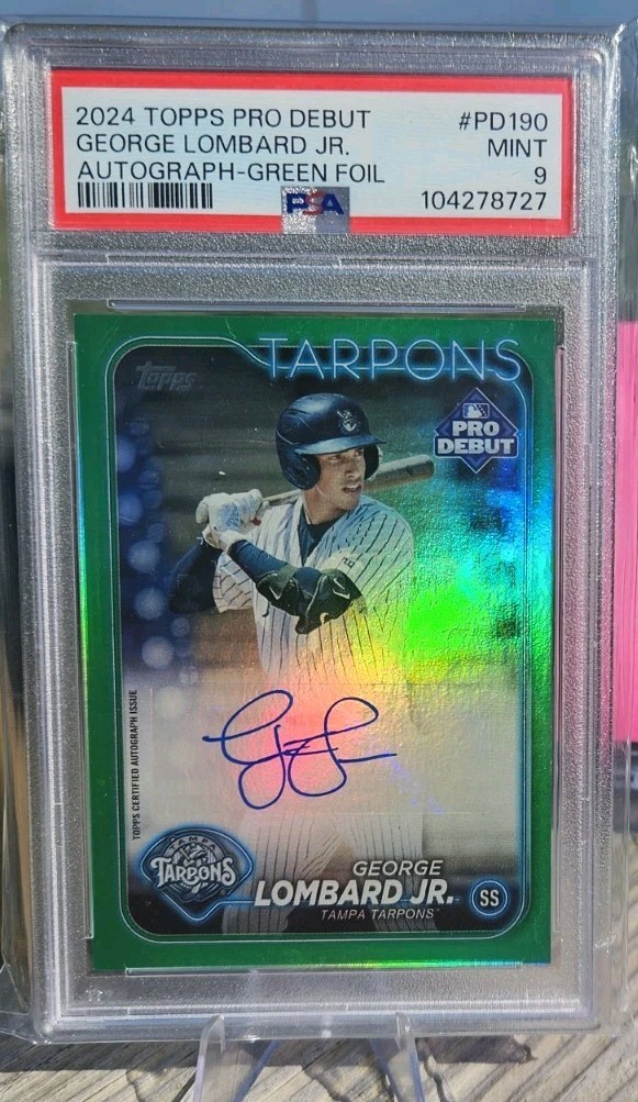 2024 Topps Pro Debut George Lombard Jr. /99 Green Foil Auto #PD-190 Yankees PSA9
