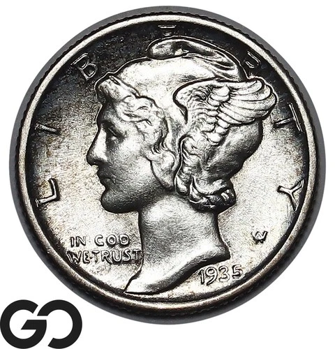 1935 Mercury Dime AU+