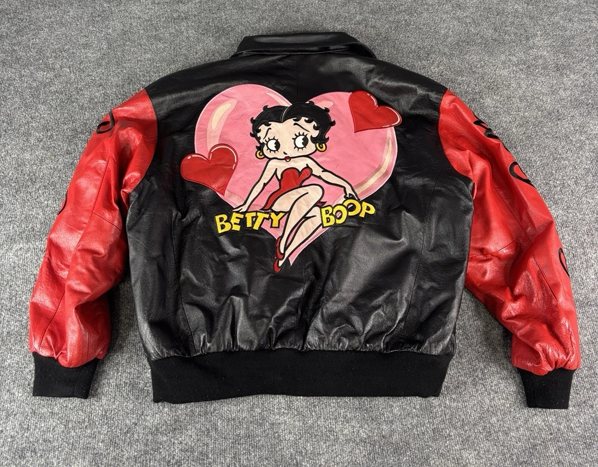 Vtg Betty Boop Leather Bomber Jacket Mens Size Large American