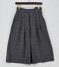 Vintage Evan-Picone Juniors Gray Plaid Wool Pleated Midi A Line Skirt Sz 7/8