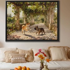 Shiba Inu Dog Oil Painting Canvas Print Rustic Pet Art for Nature Decor Gift
