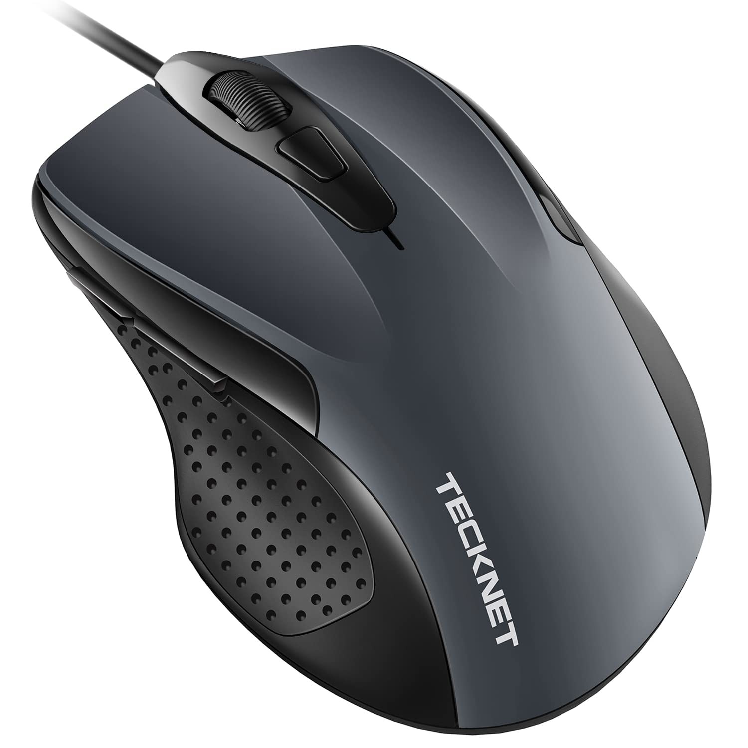 TECKNET USB Wired Mouse, 6400 DPI Mice 4 Adjustable with 6-Button Grey