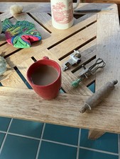 Vintage Dolls House 7 Wooden Miniature Kitchen Utensils, Garden Tools 3