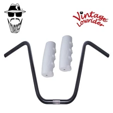 Original Lowrider 13" 22.2 D Handlebar Black 0214 120mm Grips Solid/White