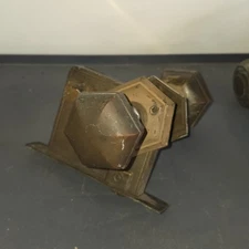 Rare Antique Brass Mortise Lock Set - Art Deco MCM  Hexagon Doorknobs and Plates