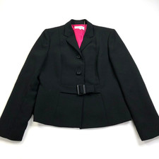 Calvin Klein 10 Polyester Belted Two Button Business Blazer Jacket Black MINT
