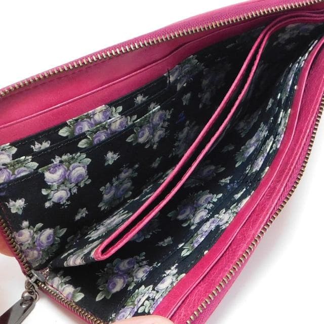 Anna Sui Pink Leather Butterfly Pattern Long Wallet Card & Coin
