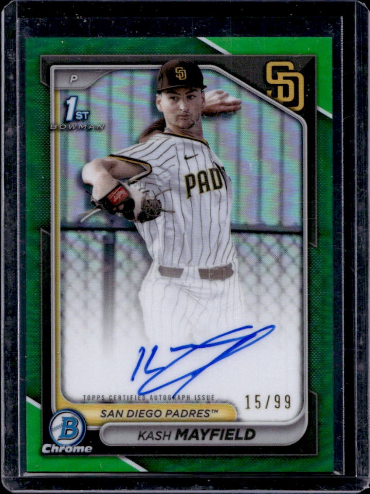 2024 Bowman Draft Kash Mayfield Chrome Auto Green Refractor 1st #15/99