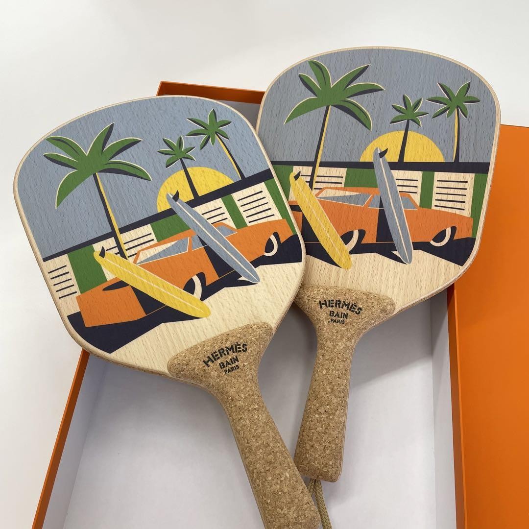 Hermes Beach Racket Set of 2 Apres La Vague Cork table tennis