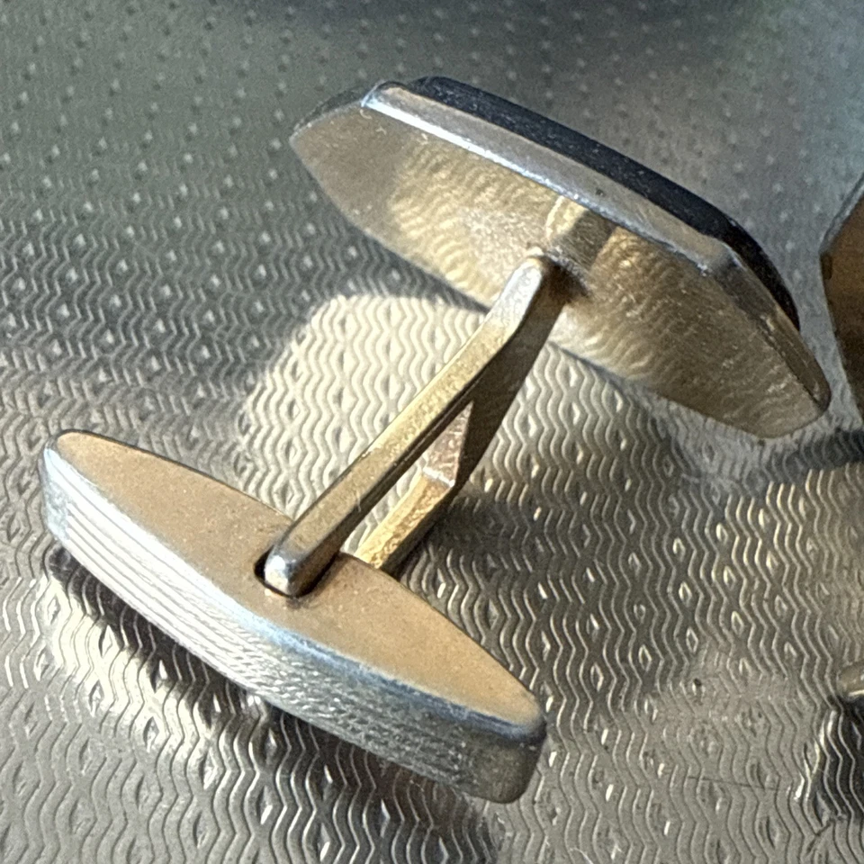 paar (2Stk.) Manschettenknöpfe 50er Jahre Perlmutt goldfarbenes Metall Vintage - Bild 3 von 4