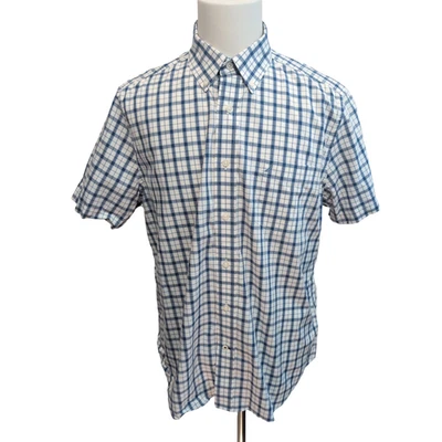 Chemise Nautica XL Bleu Carreaux 100% Coton Manches Courtes Logo Brodé - Photo 1/4