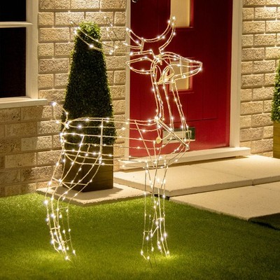 Leuchtender Hirsch warm LED Deko stehend Rentier Weihnachten Xmas Garten Außen