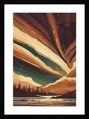 Lebendige Nordlichter gerahmtes Wandbild Poster Leinwanddruck Bild