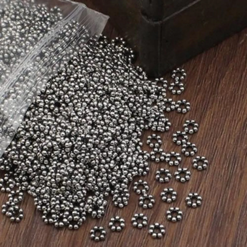 500pcs 5mm Spacer Metal Beads Zinc Alloy Connected Balls Round Beads 2mm Hole DI - Photo 1/4