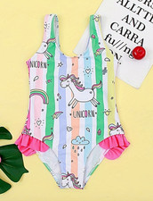Unicorn and rainbow Girls One-Piece Swimsuit NEW sizes 1 to 4 Years Old 1-4
