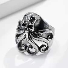 Powerful Octopus Vintage Ring Stainless Steel Octopus Biker Punk Hollow Ring