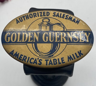 VINTAGE GOLDEN GUERNSEY  MILK  AUTHORIZED SALESMAN PIN AMERICA S TABLE MILK