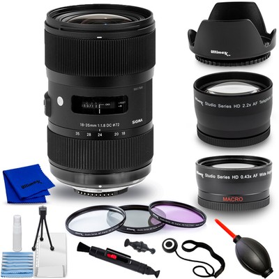 Sigma 18-35mm f/1.8 DC HSM Art Lens for Nikon 210306 - 10PC Accessory Bundle