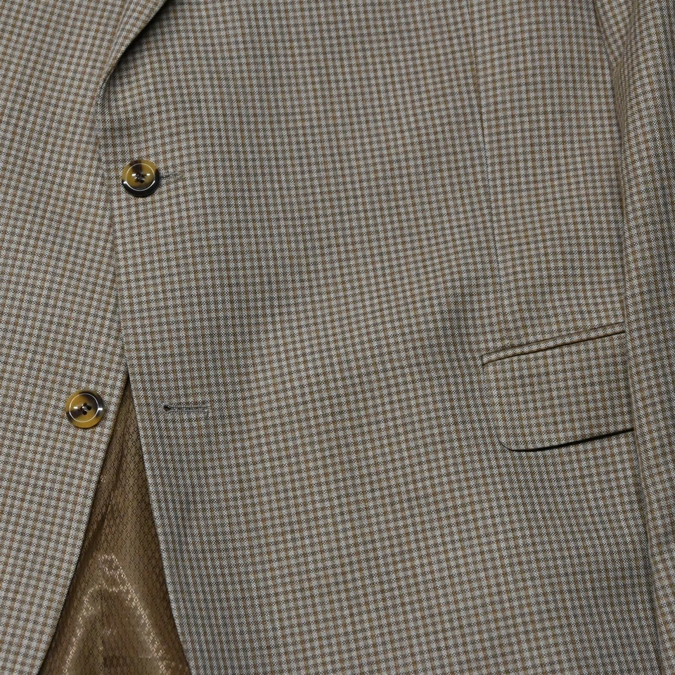 Jean Paul Germain 52L Brown Shepard Check Mens Blazer Sport Coat Suit Jacket - Image 3 of 4