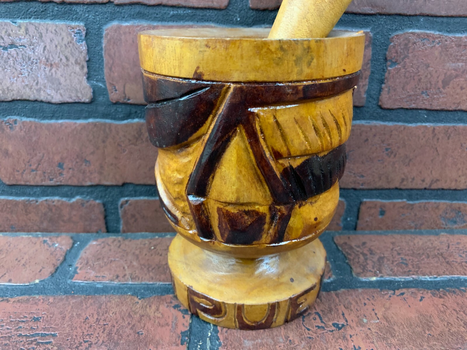 Vintage Hand Carved Wood Mortar and Pestle Puerto Rico eBay