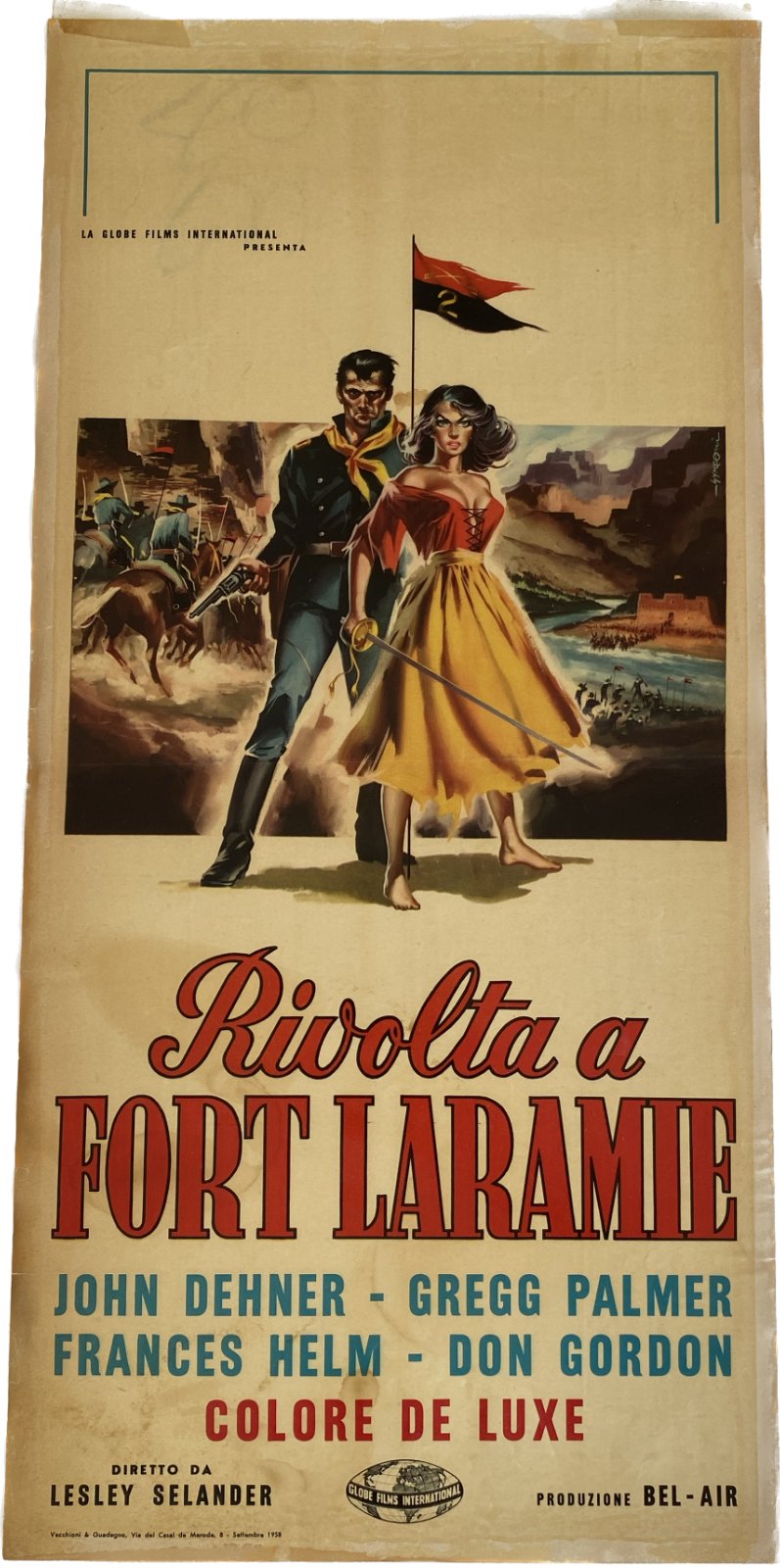 Locandina originale film RIVOLTA A FORT LARAMIE (1956) - Regia di Lesley Selander