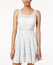 American Rag Juniors' Lace Illusion Skater Dress Egret Small Style #FDH4171 J