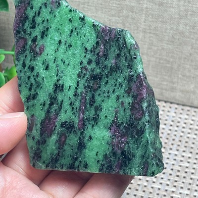 Natural red Ruby green zoisite slice crystal slab Rough Rock specimen 168g A28