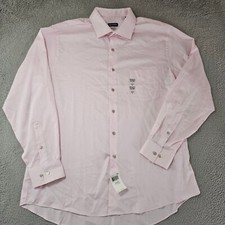 Van Heusen Dress Shirt Mens 17 34/35 Pink XL Travel Stretch Button Up Broadcloth