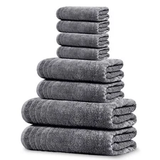 Pack of 8 Towels Set, 2 Extra Large Bath, 2 Hand, 4 Washcloths, 100% Cotton, ...