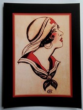 antique ben corday red cross rose los angeles tattoo flash tattooing 9x12 giclee