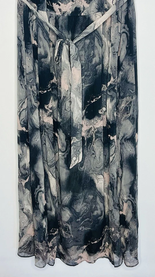 City Chic Plus Size XL 22 Women's Dress Grey Pink Black Marble Sheer Maxi & Belt - image 3 of 4