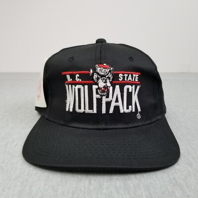 Vintage NC State Wolf Pack Hat Cap Snap Back Black College Twill Youngan NCAA