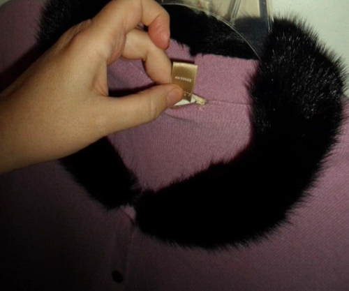 Nordstrom Pink 100% Cashmere Cardigan Sweater w/Genuine Mink Collar & Cuffs MED - Picture 10 of 17