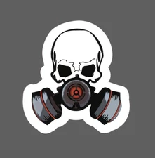 Skull Gas Mask Sticker Toxic Waterproof Bones Horror Scary Gift NEW