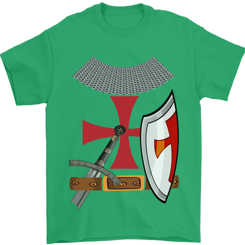 Caballero Templario Disfraz San Jorge Día Camiseta Hombre 100% Algodón - Picture 64 of 95