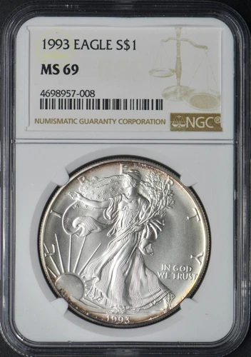 1993 American Silver Eagle - NGC MS69 Toning - ✪COINGIANTS✪