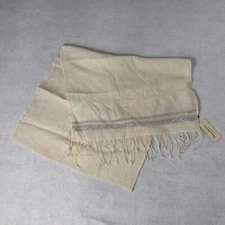 Tommy Bahama Womens Sequin Boarder Scarf Linen Wool Ivory Lightweight Shaw NWT