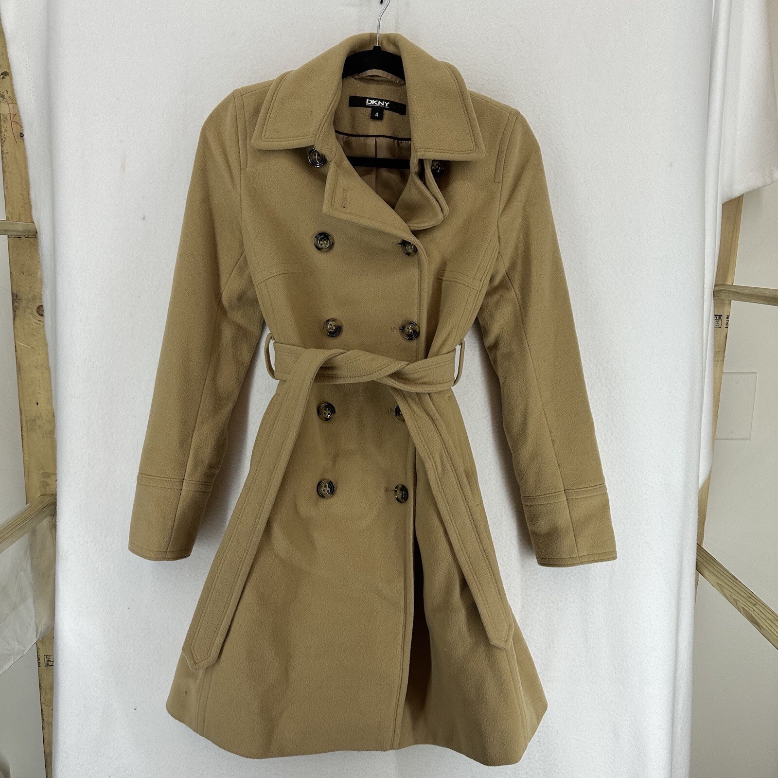 DKNY Classic Button Trench Coat Wool Cashmere Woman’s… Gem